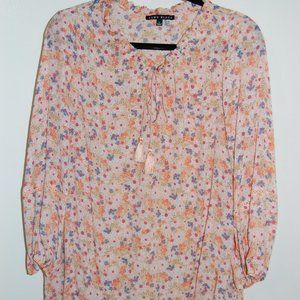 Como Black, floral,  3/4 length sleeve, blouse